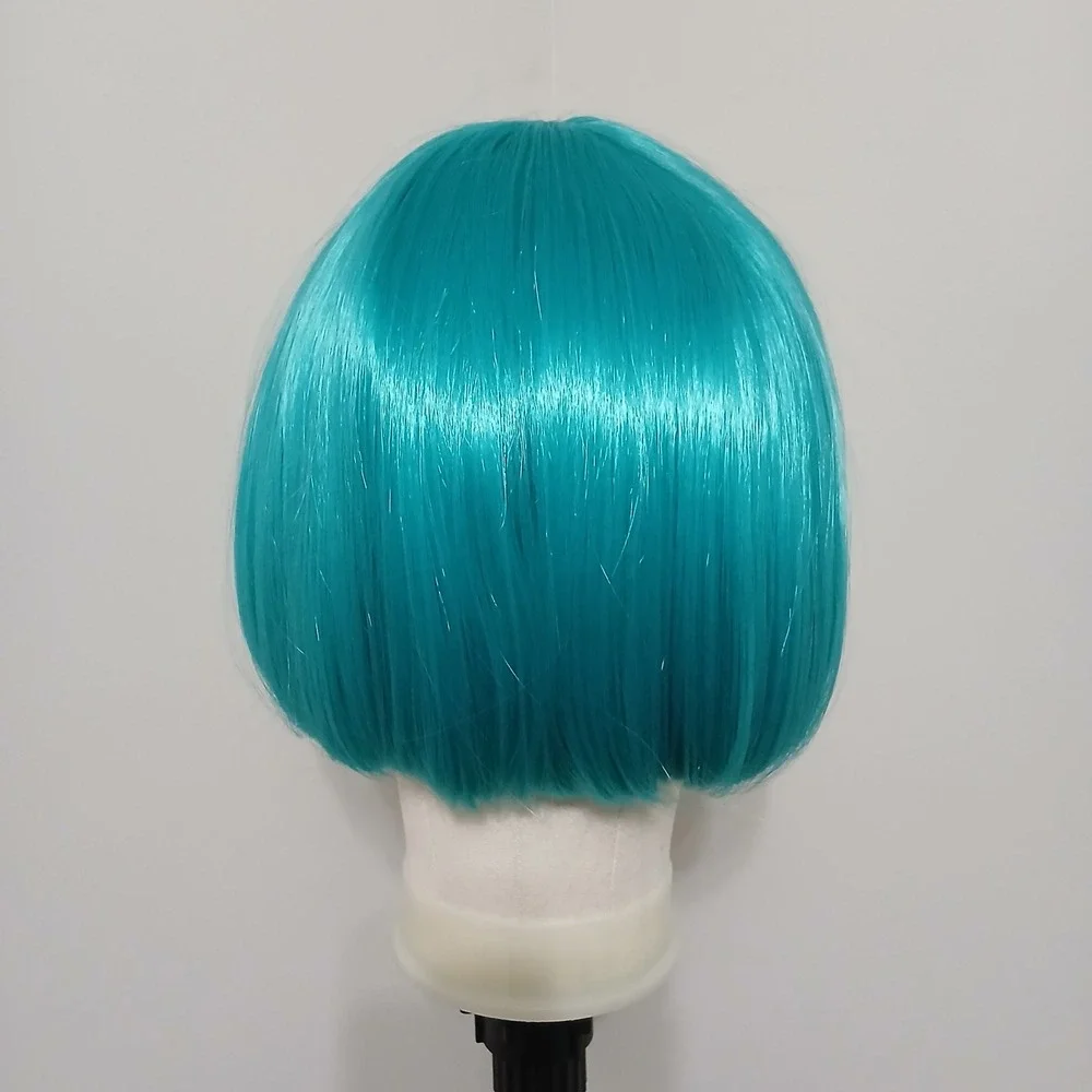 Cosplay Short Bob Wig with Bangs Teal Blue Synthetic 12 Inch NEW